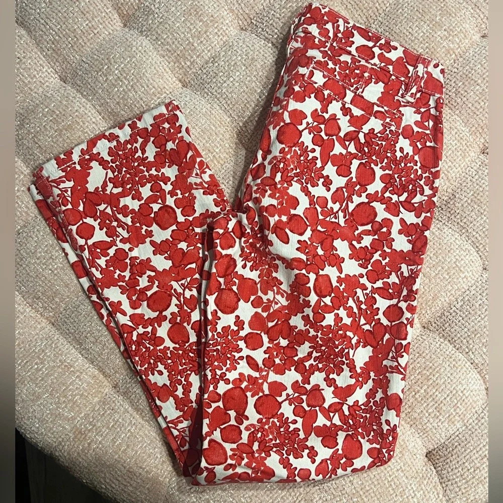Tory Burch Red Pepper Issy Print Straight Fit Pants (Size 25)
